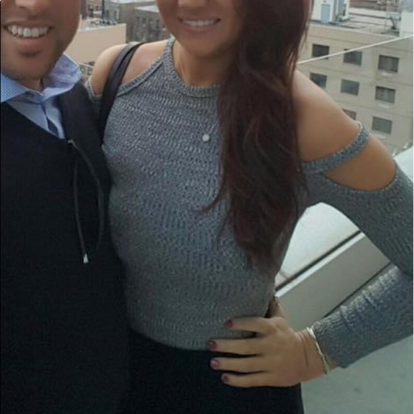 Windsor Sweaters - Windsor Cold Shoulder Grey Sweater